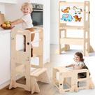 Banco Escalón de Cocina para Niños Woodure 4 en 1 Plegable con Pizarra Blanca