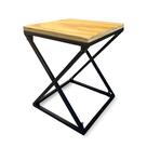 Banco Estilo Banqueta Industrial Portátil 40cm Madeira e Aço Apoio de Pés
