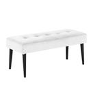 Banco Estofado Theo 1,20m Suede Branco - Inova Decor