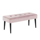 Banco Estofado Theo 1,20m Suede Rosa Bebe - Inova Decor