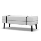 Banco Estofado Viena 1,20m Suede Branco - Inova Decorações