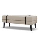 Banco Estofado Viena 1,40m Suede Bege - Inova Decorações
