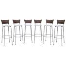 Banco Para Balcão Alto Estrutura Prata Encosto Junco Argila Ideal Bancadas Ilhas Cozinha Americana Kit 6 Banquetas Itagold Banco Para Balcão Alto Estrutura Prata Encosto Junco Argila Ideal Bancadas Ilhas Cozinha Americana Kit 6 Banquetas Itagold