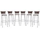 Banco Para Balcão Alto Estrutura Prata Encosto Junco Argila Ideal Bancadas Ilhas Cozinha Americana Kit 6 Banquetas Itagold