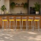 Banco Para Balcão Alto Estrutura Prata Encosto Junco Cappuccino Ideal Bancadas Ilhas Cozinha Americana Kit 6 Banquetas Itagold Banco Para Balcão Alto Estrutura Prata Encosto Junco Cappuccino Ideal Bancadas Ilhas Cozinha Americana Kit 6 Banquetas Itagold