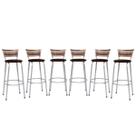 Banco Para Balcão Alto Estrutura Prata Encosto Junco Cappuccino Ideal Bancadas Ilhas Cozinha Americana Kit 6 Banquetas Itagold