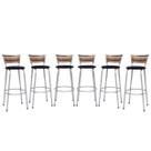 Banco Para Balcão Alto Estrutura Prata Encosto Junco Cappuccino Ideal Bancadas Ilhas Cozinha Americana Kit 6 Banquetas Itagold