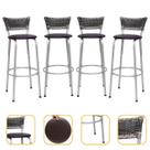 Banco Para Balcão Alto Estrutura Prata Encosto Junco Degradê Ideal Bancadas Ilhas Cozinha Americana Kit 4 Banquetas Itagold