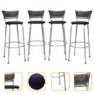 Banco Para Balcão Alto Estrutura Prata Encosto Junco Degradê Ideal Bancadas Ilhas Cozinha Americana Kit 4 Banquetas Itagold