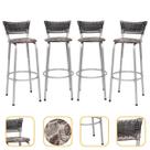 Banco Para Balcão Alto Estrutura Prata Encosto Junco Degradê Ideal Bancadas Ilhas Cozinha Americana Kit 4 Banquetas Itagold