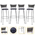 Banco Para Balcão Alto Estrutura Prata Encosto Junco Degradê Ideal Bancadas Ilhas Cozinha Americana Kit 4 Banquetas Itagold