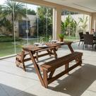 Banco que Vira mesa 1,50 m 6 lugares madeira tratada autoclavada para área externa e interna varandas áreas gourmet churrasco e piscina