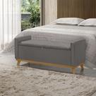 Banco Recamier Baú para Quarto Casal 130cm Linho com Base de Madeira Sofatec