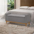 Banco Recamier Baú para Quarto Casal 150cm Linho com Base de Madeira Sofatec