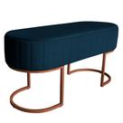 Banco Recamier Estofado Luana Base Bronze Veludo Azul Marinho - Montanaris Decor