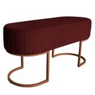 Banco Recamier Estofado Luana Base Bronze Veludo Bordô - Montanaris Decor