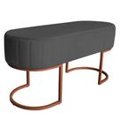 Banco Recamier Estofado Luana Base Bronze Veludo Cinza - Montanaris Decor