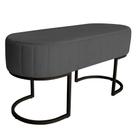 Banco Recamier Estofado Luana Base Preta Veludo Cinza - Montanaris Decor