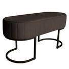 Banco Recamier Estofado Luana Base Preta Veludo Marrom - Montanaris Decor