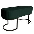 Banco Recamier Estofado Luana Base Preta Veludo Verde - Montanaris Decor