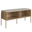 Banco Sapateira Estofada Para Quarto Pé Metal Arlo A10 Hanover/Dourado - Mpozenato