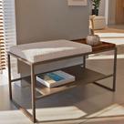 Banco Sapateira Estofado 2 Lugares Vale Branco Spring Nuvem/Nogueira/Bronze