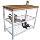 Banco Sapateira Strassis Design SD-5001-60 Metal e Madeira Cor: Branca