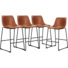 Bancos de bar com altura de balcão DUMOS, conjunto de 4 bancos de material sintético marrom Bancos de bar com altura de balcão DUMOS, conjunto de 4 bancos de material sintético marrom