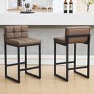 Bancos de bar com altura de balcão FIRAVOE Faux Leather (2 unidades de 26")