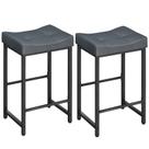 Bancos de bar HOOBRO Saddle 25,4 cm com estofamento em PU cinza/preto