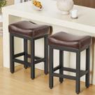 Bancos de bar Raynesys Counter Height, conjunto de 2 couro marrom/preto Bancos de bar Raynesys Counter Height, conjunto de 2 couro marrom/preto