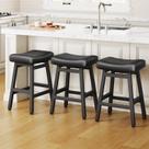 Bancos de bar Raynesys Counter Height, conjunto de 3 com assento de couro Bancos de bar Raynesys Counter Height, conjunto de 3 com assento de couro