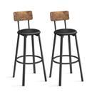 Bancos de bar VASAGLE, conjunto de 2 estofados em PU de 75 cm com encosto Bancos de bar VASAGLE, conjunto de 2 estofados em PU de 75 cm com encosto