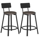 Bancos de bar VASAGLE, estofados em PU, encosto de 75 cm, conjunto de 2