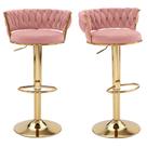 Bancos de bar VECELO com altura de balcão ajustável, conjunto de 2, rosa