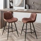 Bancos de bar Whiterye Brown, conjunto de 2 tecidos estofados de 60 cm