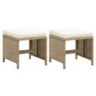 Bancos de pátio ao ar livre vidaXL Poly Rattan Beige com 2 almofadas