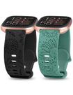 Band Minyee Floral Gravado em Silicone para Fitbit Versa 2