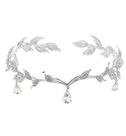 Banda de casamento Fairy Elf Leaf, punhos de ouvido de elfo para noivas, strass, coroa de elfo, acessório de fada, chapéus irlandeses, algemas de ouvido de elfo, clipe em brincos, fantasia de cristal cosplay de Halloween (prata)