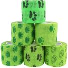 Bandagem autoadesiva KEQCQE 2 polegadas verde com patas, 6 rolos