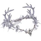 Bandana Crown MOSTORY Silver Antler Elf Fairy Flower para mulher