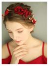 Bandana de casamento Chargances Floral Red Crystal Gold Alloy