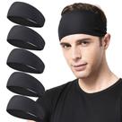 Bandana de corrida Acozycoo para homens, pacote com 5 faixas de moletom preta