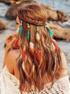 Bandana de penas GORTIN Boho, fantasia indiana hippie feminina Bandana de penas GORTIN Boho, fantasia indiana hippie feminina