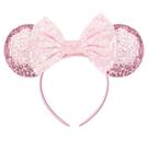 Bandana Eisyaa Pink Minnie Ears de lantejoulas com laço rosa para crianças