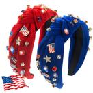 Bandana IDDFEVE 4 de julho Rhinestone Knotted USA Flag x2