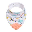Bandana Infantil Babador Tecido Algodão Com Mordedor Silicone Buba