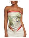 Bandana Tube Top Floerns com estampa gráfica, gravata nas costas, sem alças