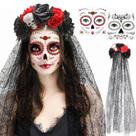 Bandana Veil Rose Floral Crown Day of the Dead HOWAF