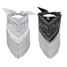 Bandana XIHIRCD com franja de strass para mulheres e homens, 2 peças